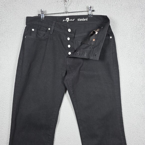 7 For all Mankind Jeans Men Size 33x31 Black Dark Wash Stander Straight Fit - Picture 6 of 12